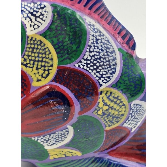 Hand Painted Terracotta Tropical Angel Fish Folk Art Mexican - Picture 5 of 11